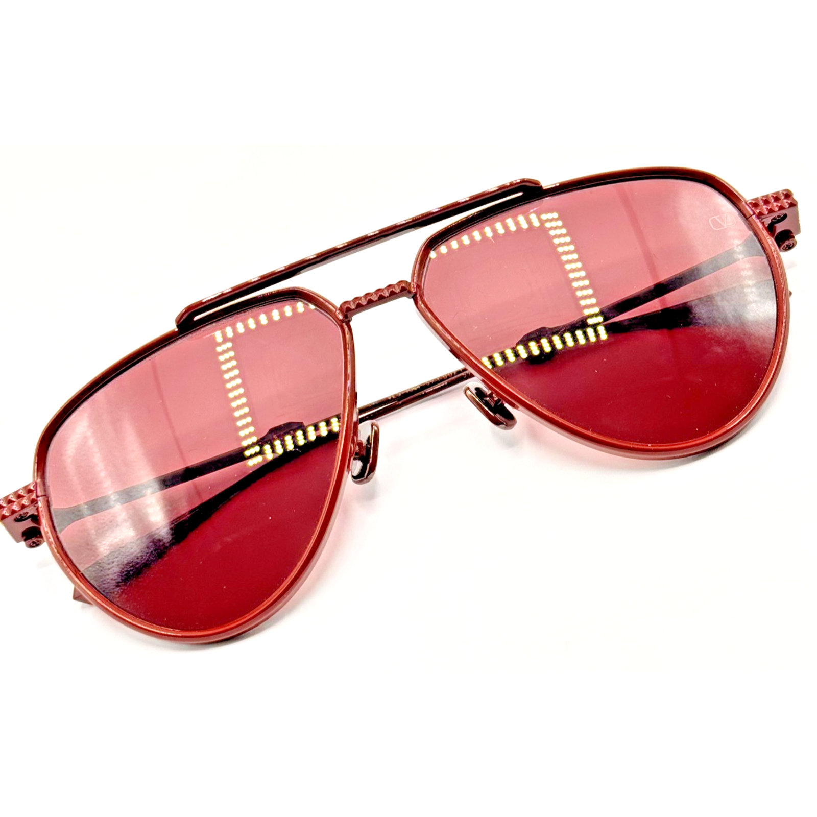 Valentino V-Stud Ii Vls-133f Sunglasses Bordeaux Aviator Frame Bordeaux Lens New